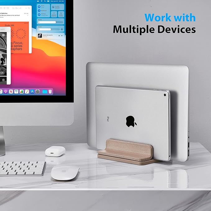 Soporte Vertical Ajustable para Portátil de Cuero para MacBook/Tablet/iPad miniatura 4