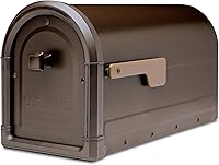 Architectural Mailboxes Roxbury Heavy Duty Post Mount Mailbox, Rubbed Bronze - Large USPS Approved Steel Curbside Box w/ Magnetic Latch