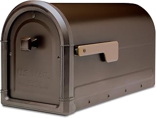 Architectural Mailboxes Roxbury Heavy Duty Post Mount Mailbox, Rubbed Bronze - Large USPS Approved Steel Curbside Box w/ Magnetic Latch