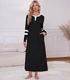 ETOSELL Women Cotton Long Sleeve Nightgowns Soft – Cotton long sleeve button-down nightgown