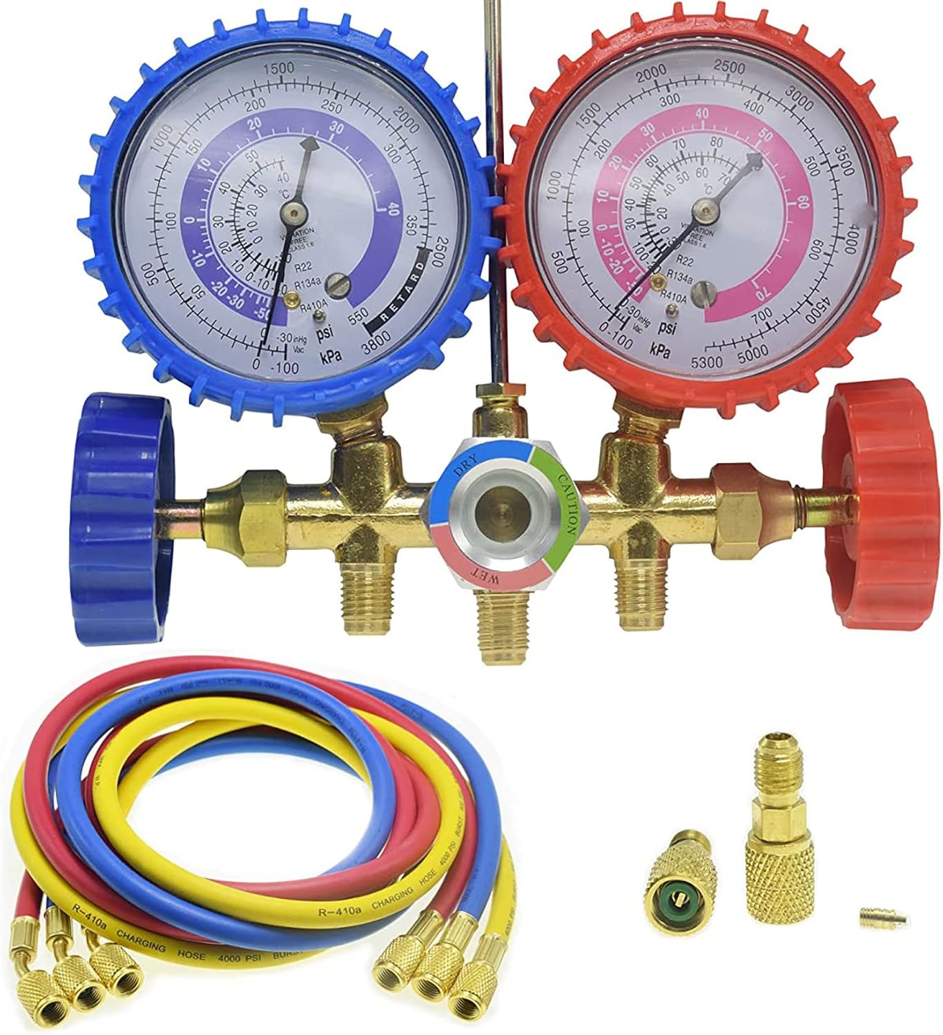 LEIMO Ac Refrigerant Manifold Gauges HVAC Air Conditioning Charging Service Set PSI Kit for R22