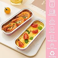 Vista 6 de Ruckae - Juego de 100 moldes mini para pan de aluminio con tapas y cucharas, moldes desechables de papel de aluminio, moldes rectangulares mini