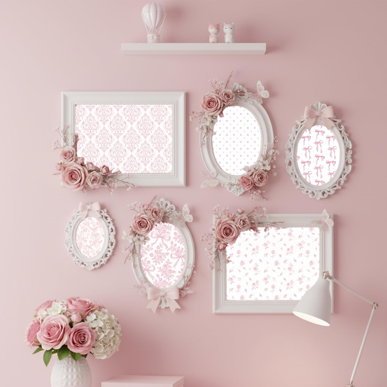24 Sheets Pink Bow Pattern Paper - 12 x 12In, Double-Sided Scrapbook Specialty Paper Coquette Ribbon and Floral Preppy Pink Decorative Craft for Card Making Photo Album Journal DIY Craft