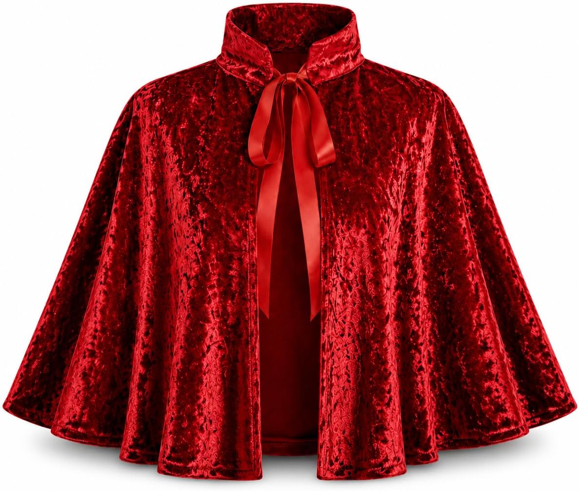 Women's Short Cape, Medieval Velvet Cloak Cosplay Costume