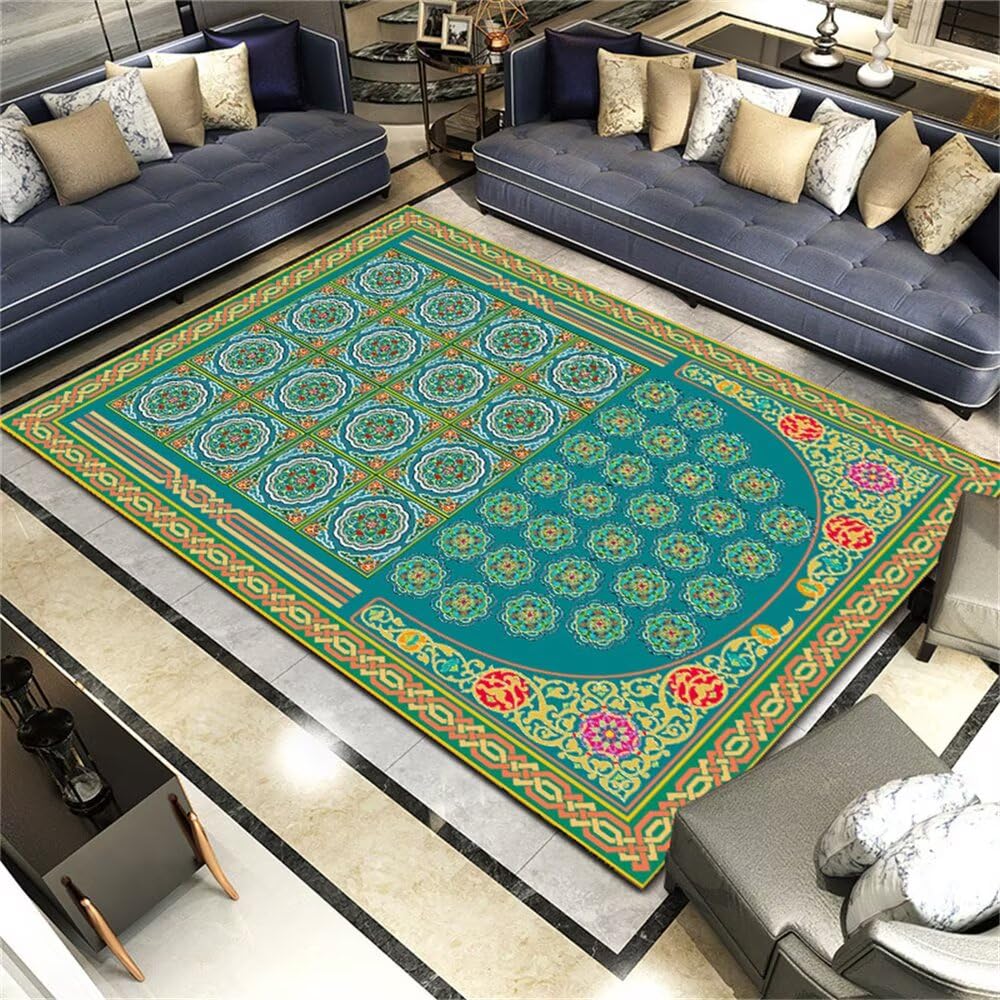 Tapis d'extérieur et chambre garçon vert rétro 100x150cm pour salon cosy