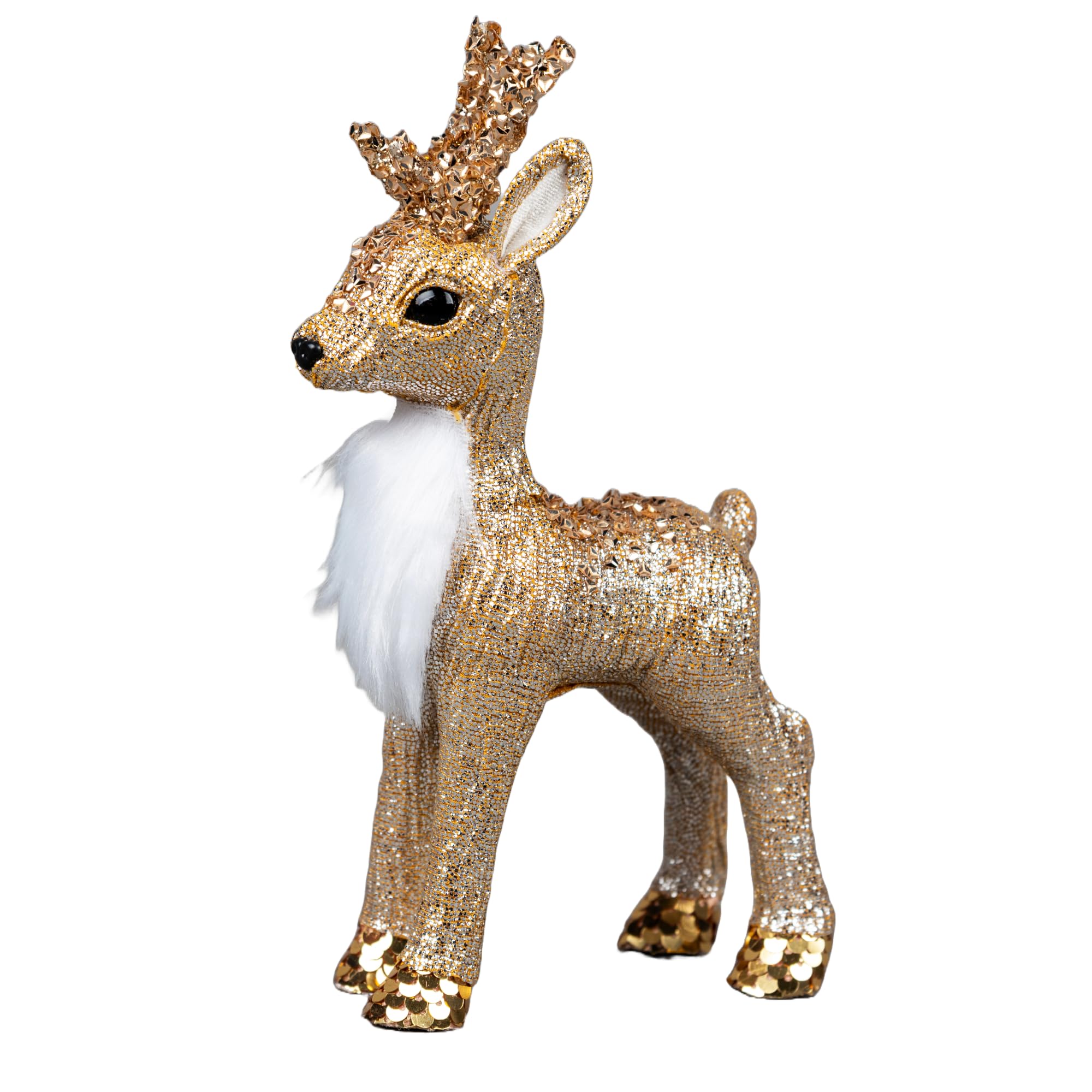 Shatchi Gold En Figures Santa Tree Gnome Christmas Tabletop Centrepiece Showpieces Home Art & Craft Xmas Party Window Décor, Reindeer 22Cm