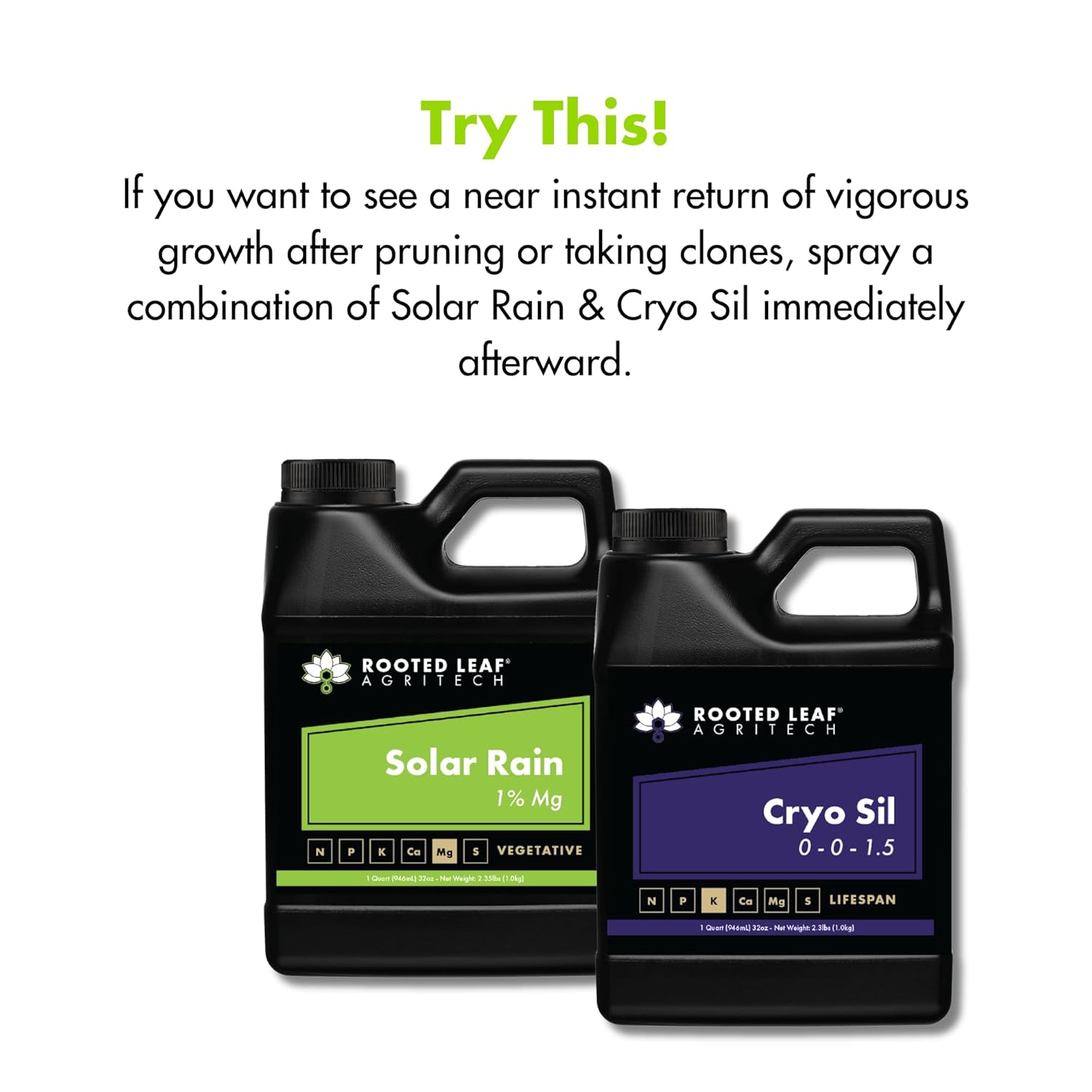 Solar Rain - Carbon Based Magnesium Foliar Spray Concentrate Nutrients That are 100% Bioavailable for Garden Vegetables Grass Cactus Lawns Potted Trees Bamboo Succulents - Quart