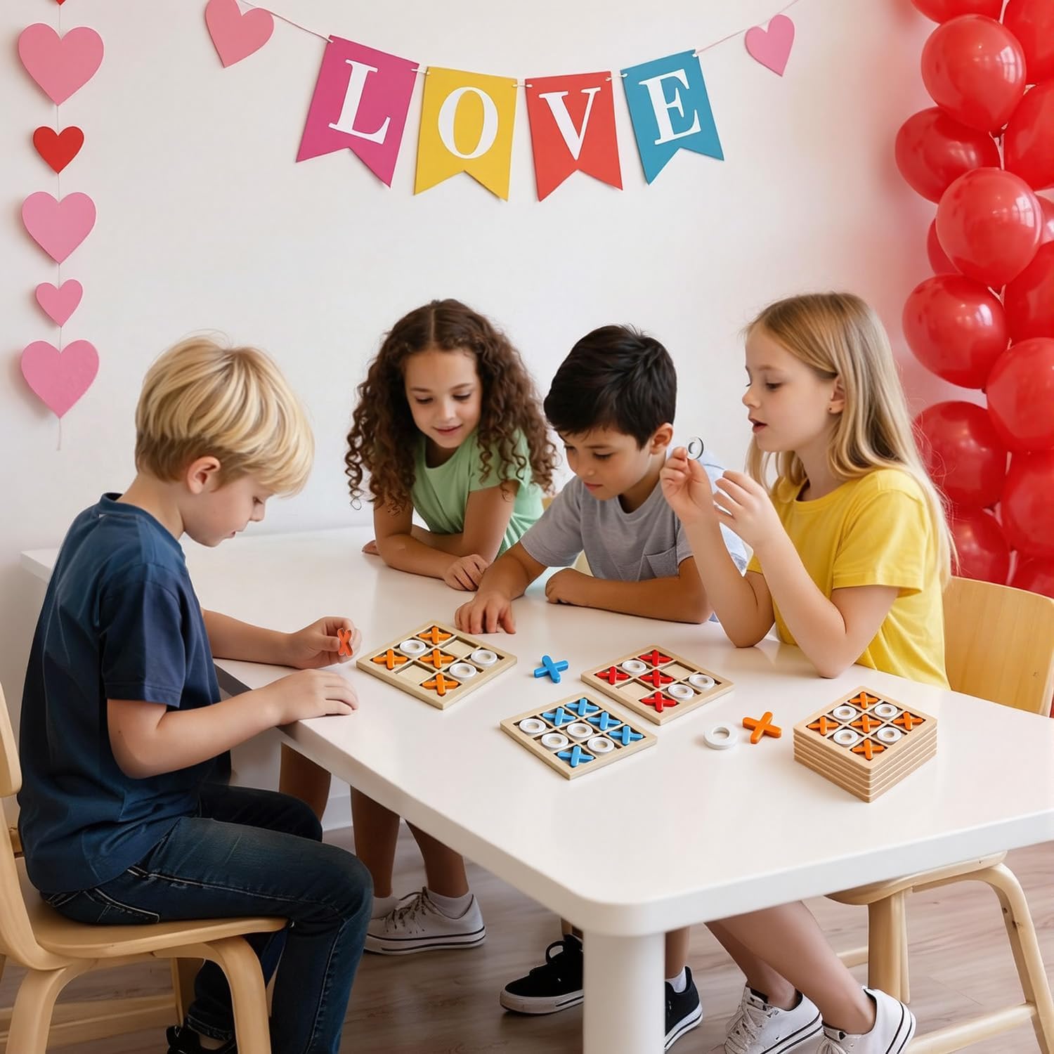 24 Packs Wooden Tic Tac Toe Board Game Party Favors for Kids Ages 3-5 4-8 8-12 Goodie Bags Stuffers for Birthday, Party Children Toys,Classroom Gifts