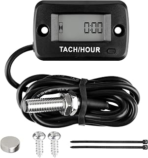 Jayron Magnetic Detact Digital Tachometer RPM Speed Meter User Shutdown Re-Settable Job Programmable Maintenance Interval Waterproof Design,for Lawn Mower Generators Compressors All Types of Engines