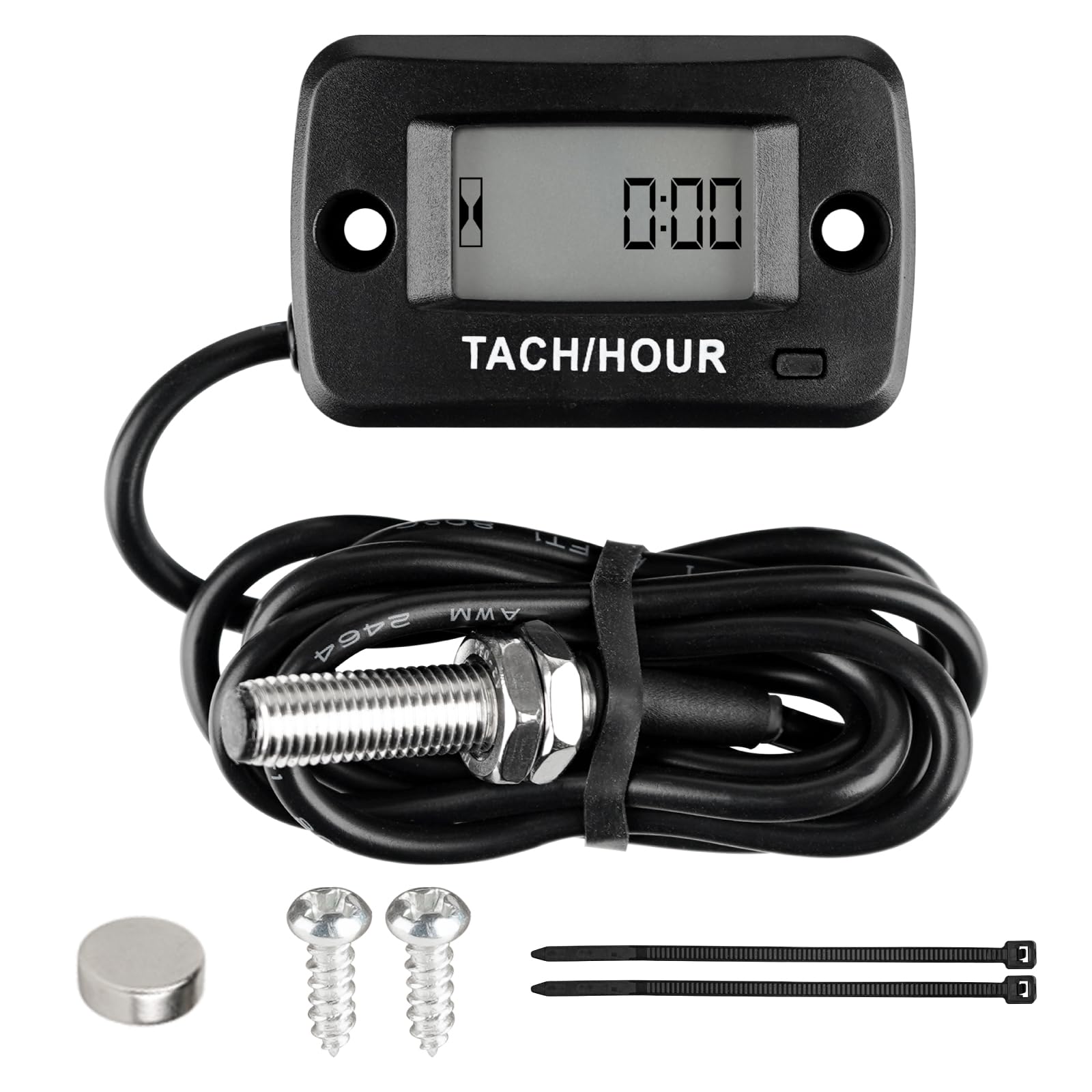 Jayron Magnetic Detact Tachymètre Numérique RPM Speed Meter RE-Settable JOB Intervalle de Maintenance Programmable Conception étanche,pour les Générateurs de Tondeuse à Gazon Tous les Types de Moteurs
