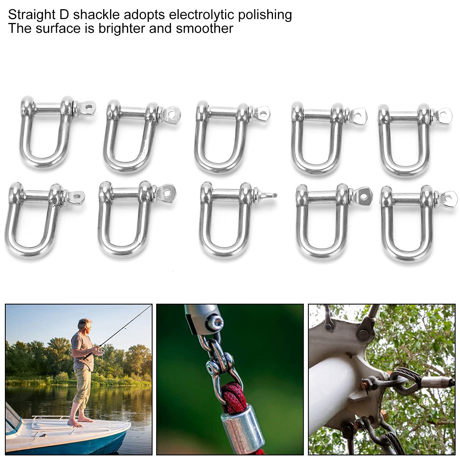 UEIOAVL M5 Edelstahl-Schäkel – Drehbarer D-Schäkel, 360° Drehbar, Aus AISI 304, 2 Stück – Für Rigging, Seile, Ketten, Schaukeln Und Abseilen