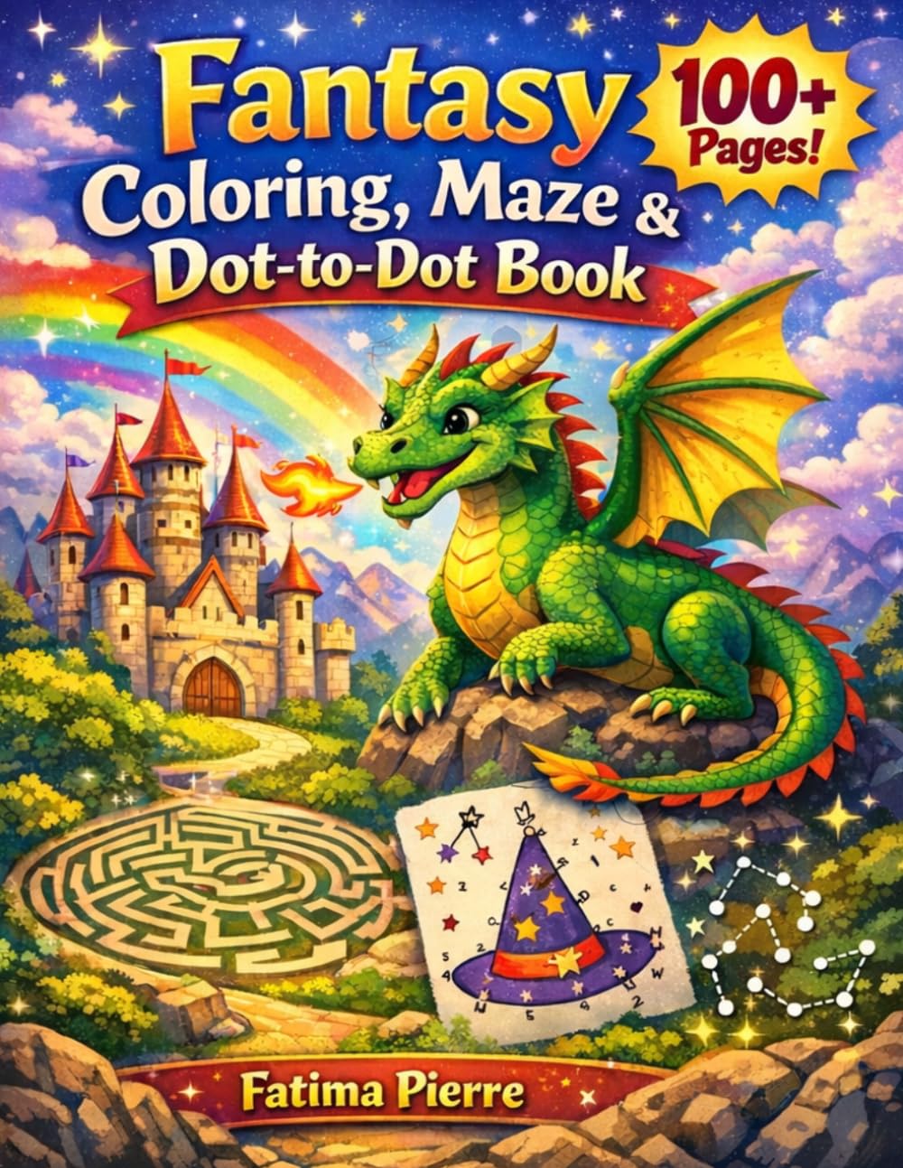 Fantasy coloring,maze and dots for kids