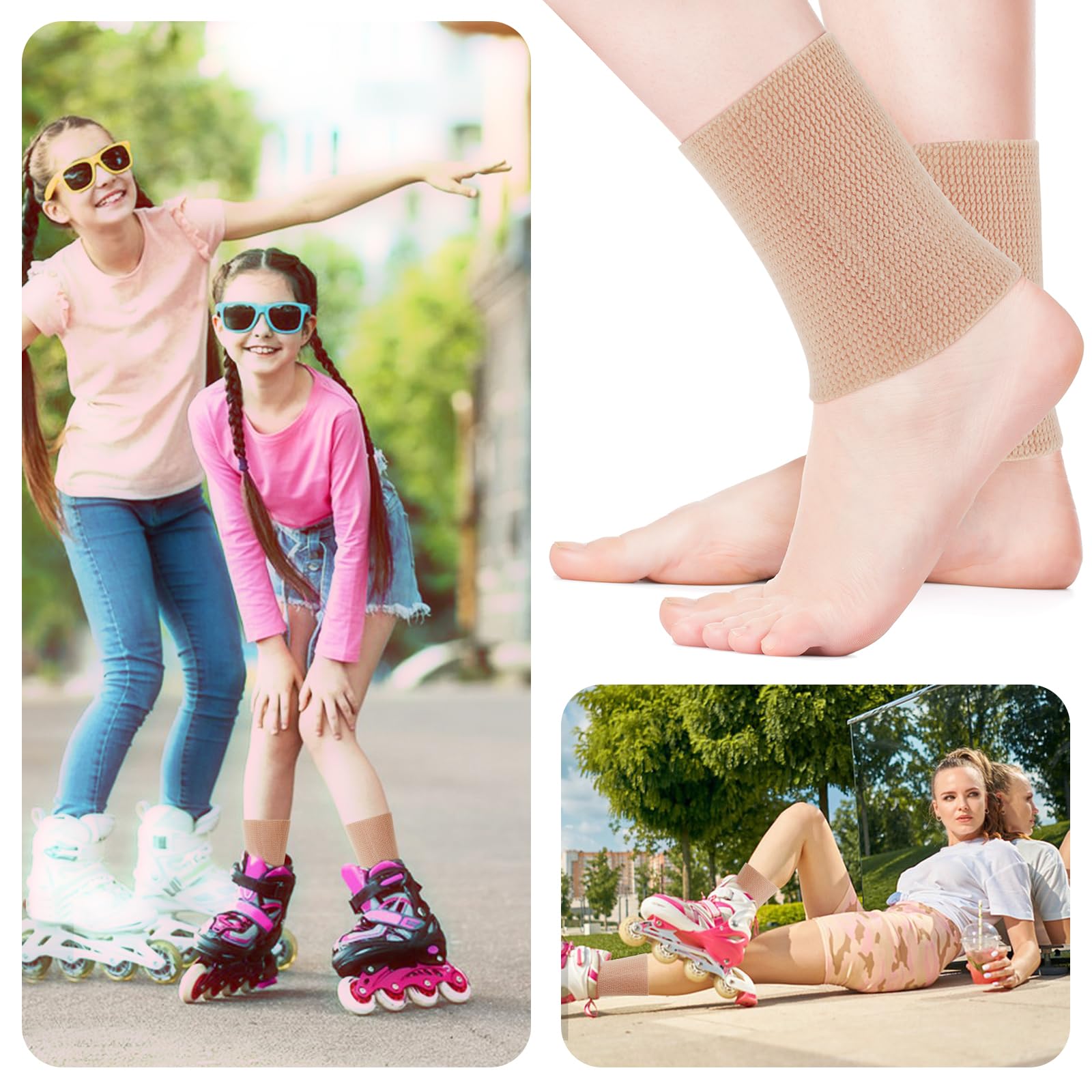 Prasacco 1 paio di manicotti in gel per caviglia per uomo e donna, protezione per caviglia, protezione per caviglia, calzini da skate, cavigliere, monitor per pattinaggio, equitazione, sci, protezione