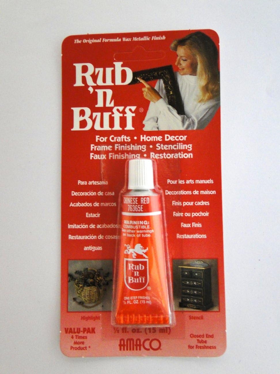 Chinese Red Rub N Buff Original Metallic Gilding Wax Based Antiquing Decorating Crafts 15ml (Pack of 1)