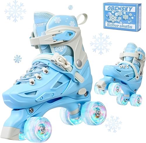 Miniatura 8 de Patines infantiles para niñas y niños de 4 a 6 años, 5 a 8, 6 a 12, 8 a 12, 4 tamaños ajustables, con ruedas iluminadas, patinas para niñas, regalo
