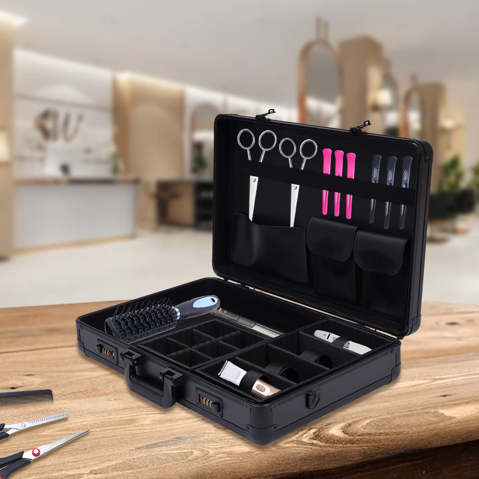Barber Carrying Case, Hair Styling Travel Tool Bag, Professional Barber Suitcase, Salon Hair Cutting Grooming Kit Storage Organizer