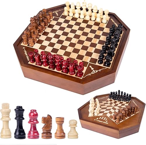 Juego de mesa de ajedrez de madera para 3 o 4 jugadores, juego de ajedrez, juego IQ, un tablero de ajedrez con posiciones marcadas de piezas de disponible en Yaxa Costa Rica