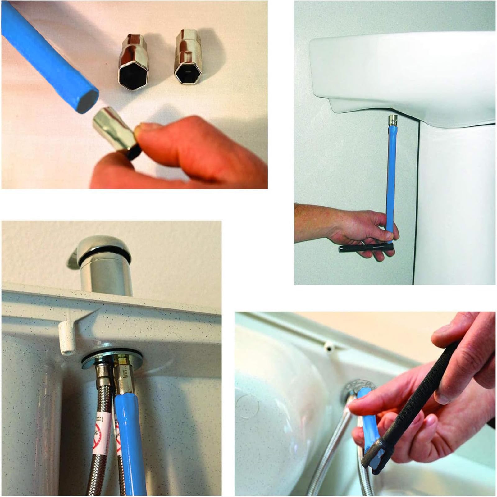 6 Stücke Standhahnmutterschlüssel,Standhahnschlüssel Sanitär Werkzeug 8-13MM Wasserhahn Schlüssel Werkzeug Armaturenschlüssel Universal Steckschlüssel,für Sanitärinstallationen (Blau)