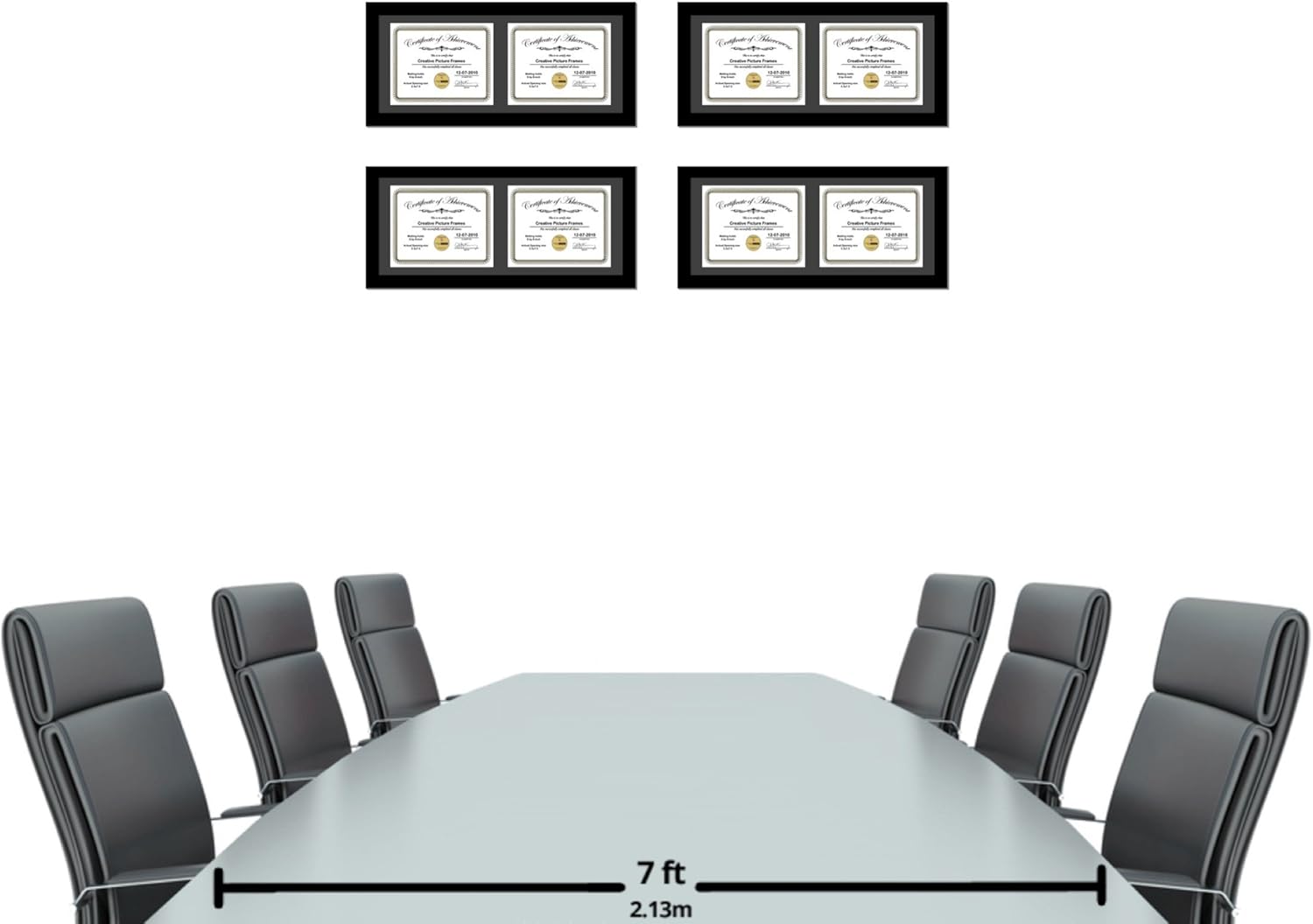 Creative Picture Frames 8X18Bk-B Black Horizontal Double Diploma Frame With 2 Opening Black Matting | Holds 2-6X8-Inch Documents With Installed Wall Hanger