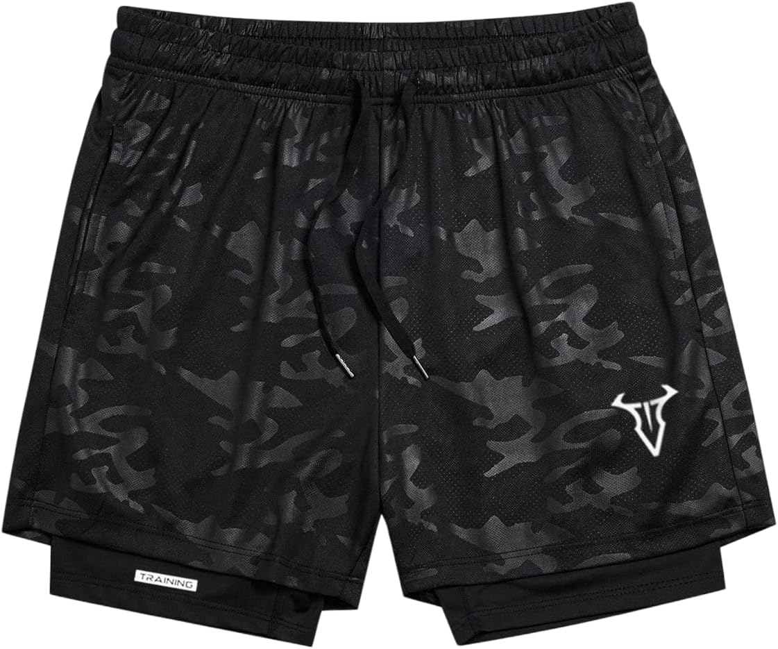 SHENHE Men's 2 in 1 Running Shorts with Liner Cross Shorts Jesus Graphic Gym Workout Basketball Bottoms