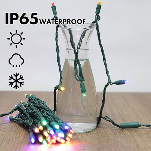Miniatura 3 de LAMPHOME Cadena de luces LED de 50 LED, luces LED de Navidad, 6 "espaciado, cable verde, multicolor, grado comercial
