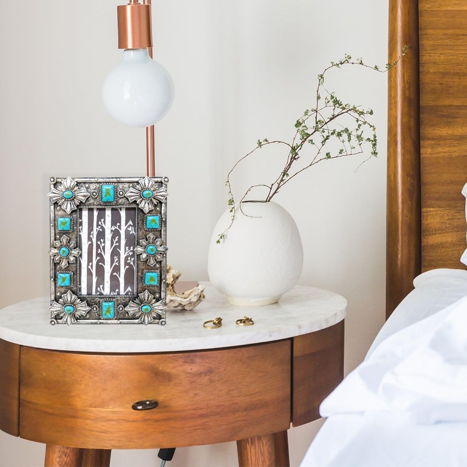 BestGiftEver Turquoise Gemstone Southwest Frame: Tabletop Picture Frame for Western & Native American Decor | Decorative Picture Frame for Southwestern Home Decor