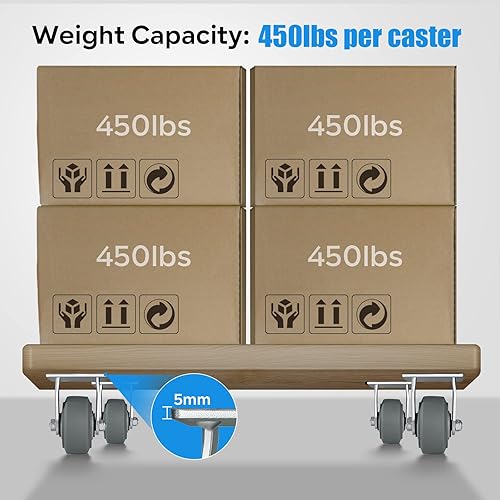 Miniatura 4 de HANDSAMMU Ruedas giratorias de alta resistencia de 4 x 2 pulgadas, ruedas industriales, ruedas de goma (banda de rodadura plana), juego de 1 con