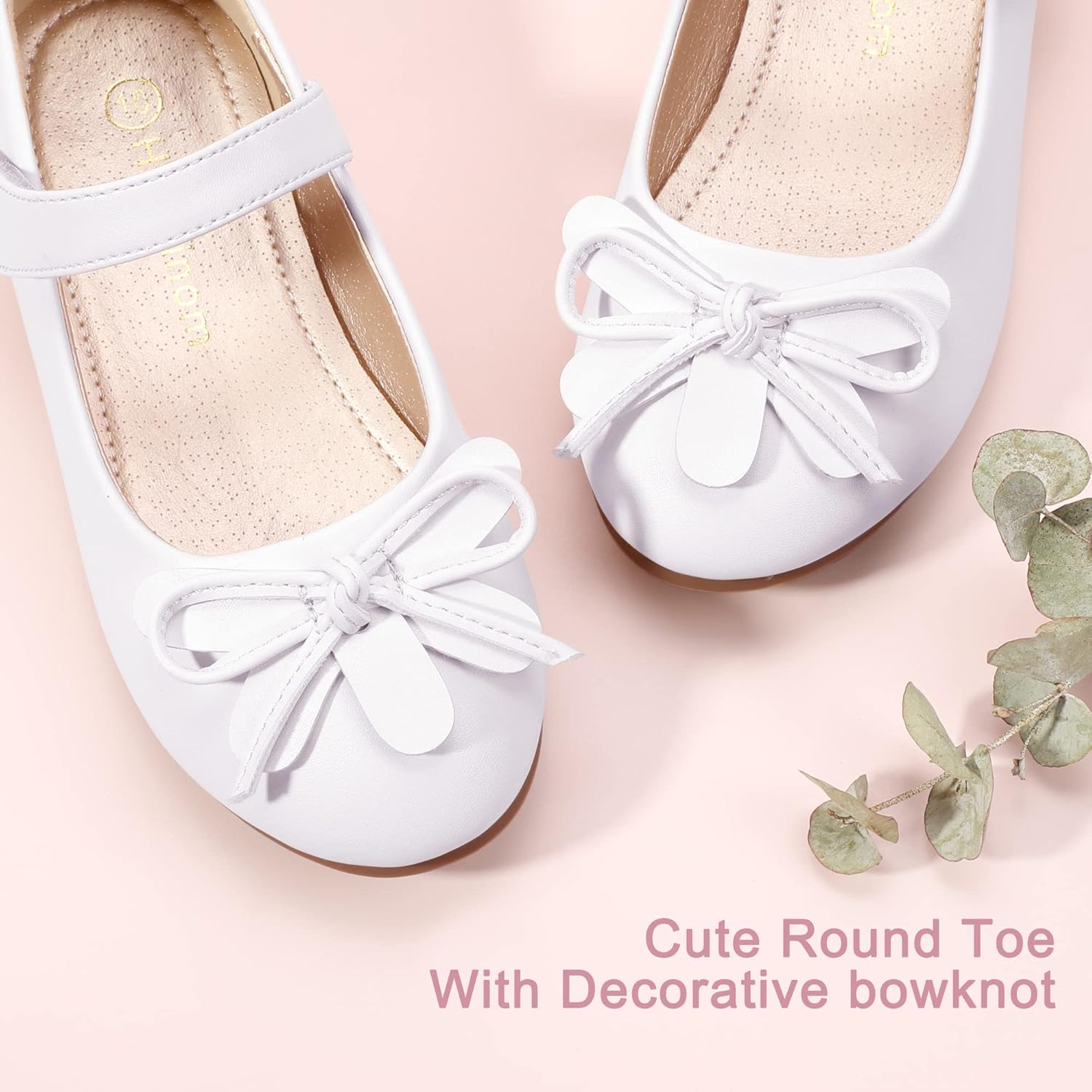 Hehainom Girls Dress Shoes Toddler Little Kid Flats Mary Jane School Bowknot Flower Girl Party Ballerina Flat Shoes - Image 4