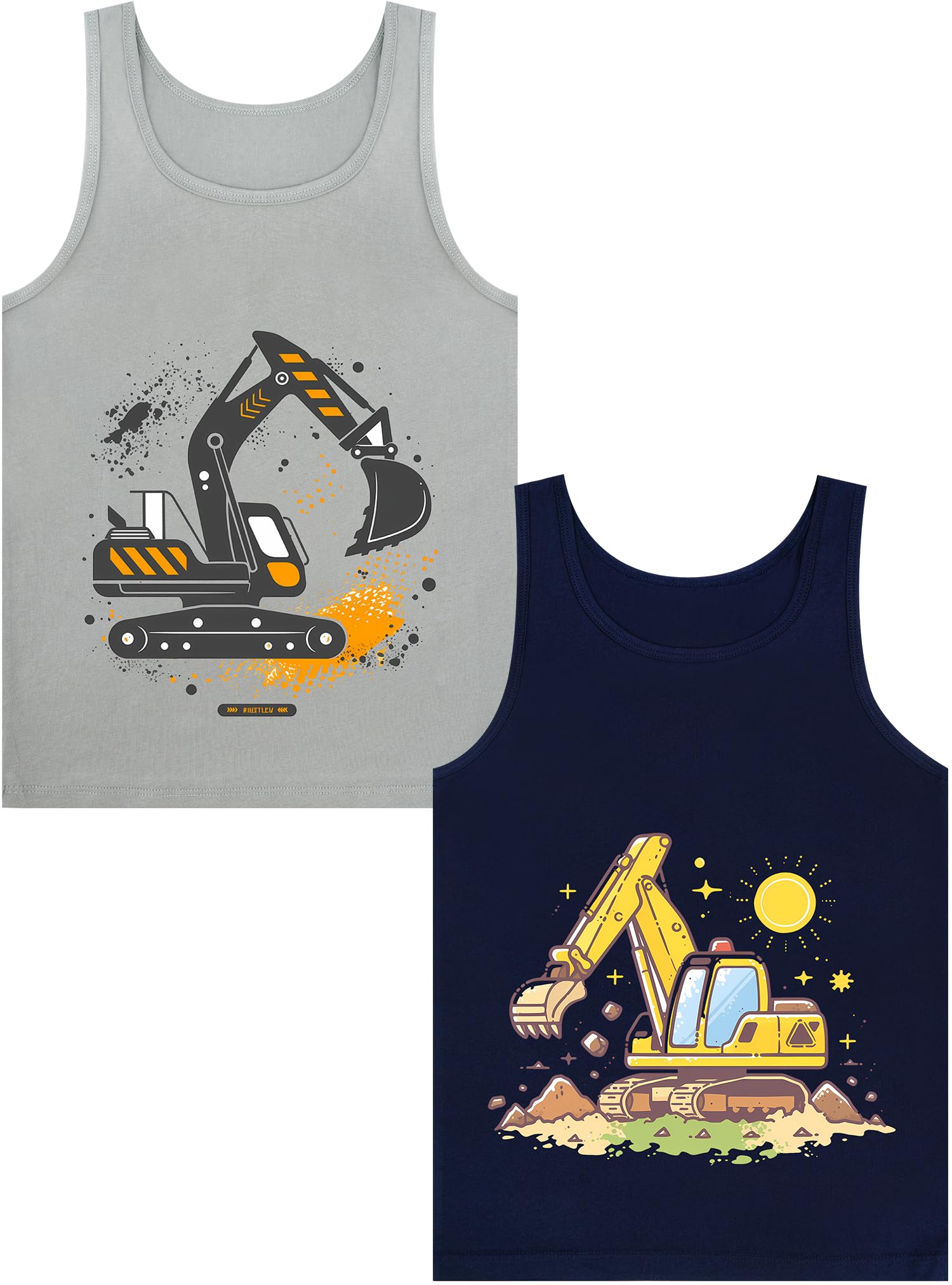 Boys Tank Top 100% Combed Cotton Tagless Cute Design Colorful 2-Pack 2T-16Y