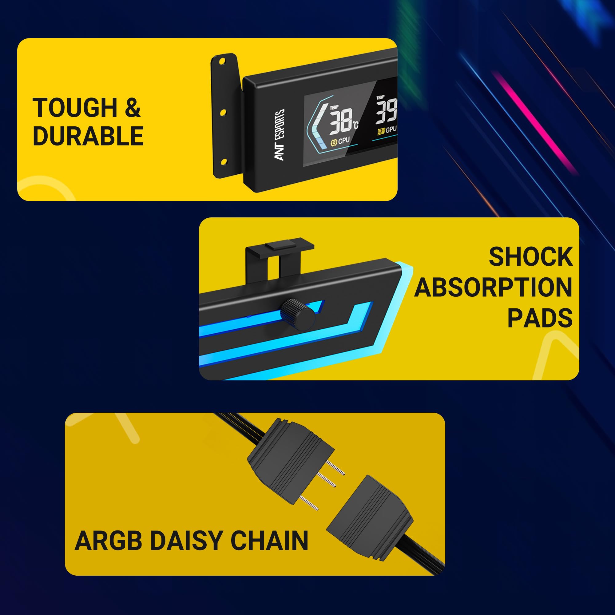 Ant Esports GCB200 ARGB GPU Holder - Sag Prevention & Temp Monitoring -7