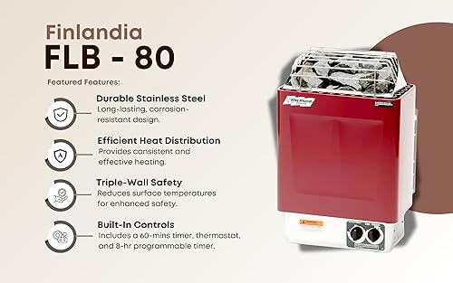 Finlandia Harvia FLB-80KIP-80B calentador de sauna 8kw 240v1ph máximo 425 pies cúbicos