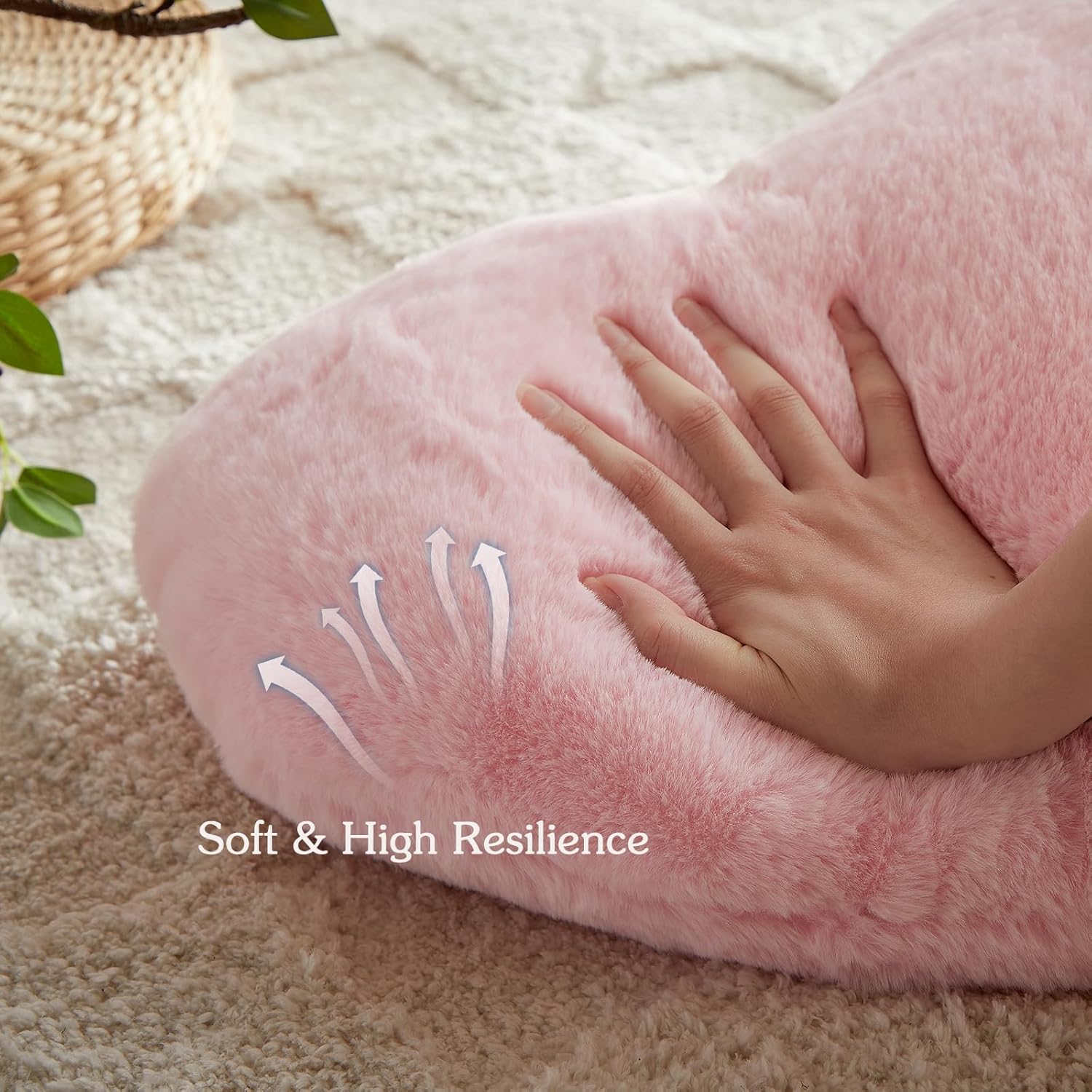 EastTree Valentines Heart Pillows, Pink Heart Shaped Pillows, Love Throw Pillows Gifts, Ultra Soft Faux Rabbit Fur Cute Pillows, Women Girls Kid Room Decor 10x13 Inch - Image 5