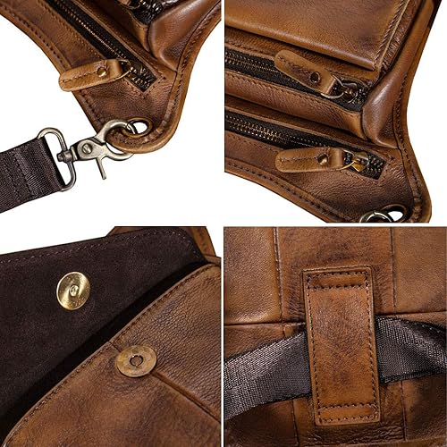 Miniatura 6 de Riñonera de cuero para hombres y mujeres, cinturón multiusos para motocicleta, bicicleta, deportes al aire libre, táctica, ciclismo, equitación,