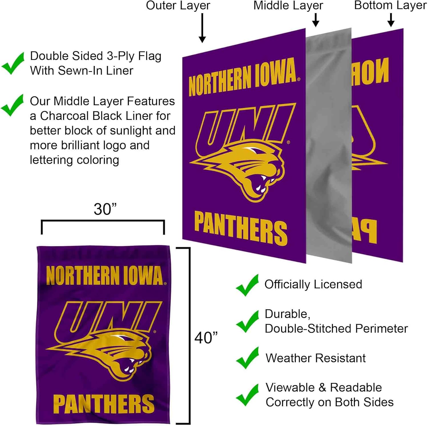 Northern Iowa Panthers Double Sided House Flag