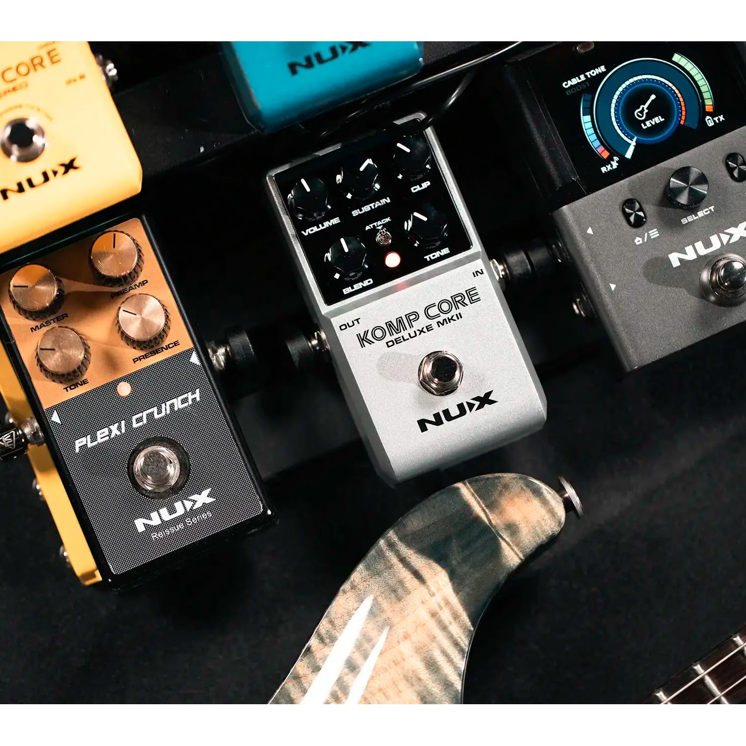 NUX | Komp Core Deluxe MKII Pédale de compression pour guitare analogique avec commandes Sustain, Clip & Blend – True Bypass, Attack Switch, Compact FX pour guitare électrique, Blues, Rock, Country