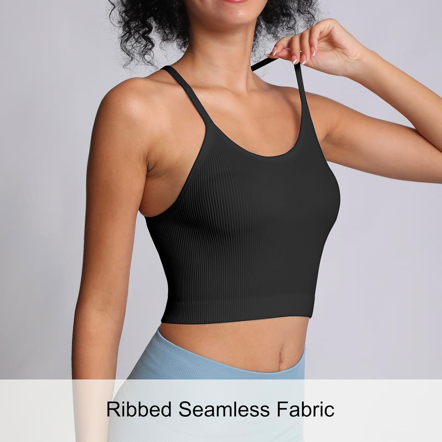 Crop Tank Tops for Women Ribbed Seamless Racerback Tank Top No Pad Camisole Tops for Yoga Gym Workout - Image 6