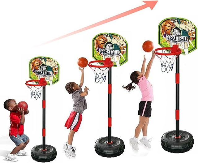 koolbitz Kids Mini Basketball Net Hoop Set, PVC Backboard Wall Sticked Novelty with Pump Ball & 3 Stickers, Simple Assembly, Durable Design, Perfect for Indoor & Outdoor Game