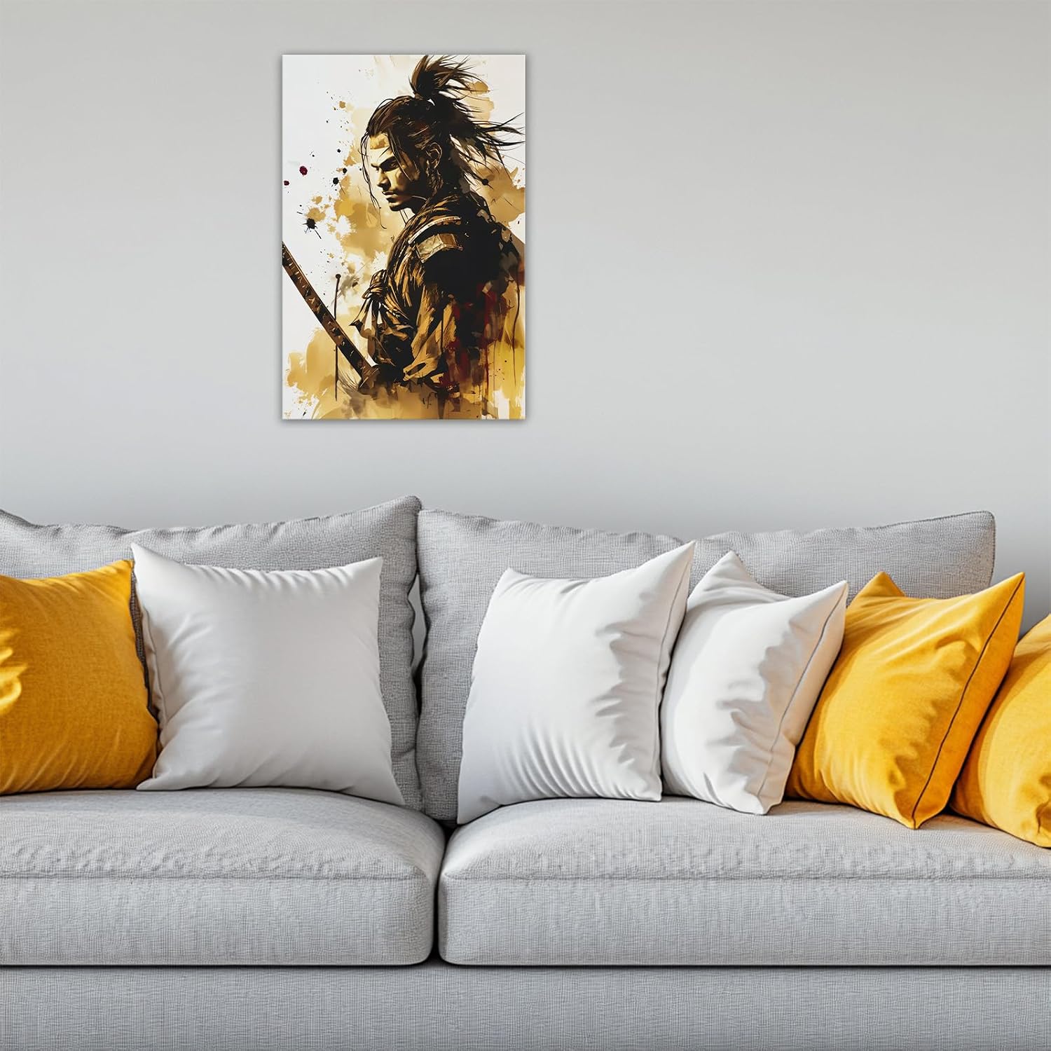 GLOKAKA Japanese Samurai Canvas Wall Art Armored Samurai Portrait Art Print Asian Warrior Bushido Decor Traditional Japanese Artwork for Bedroom Living Room(Artwork-1,12"x18")