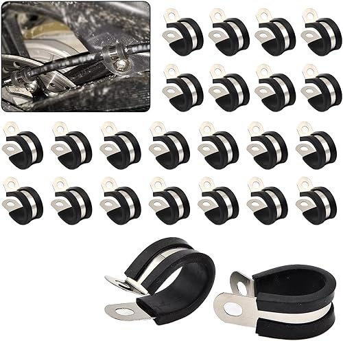 gunhunt 52 abrazaderas para cable de vehículo, abrazadera de manguera que absorbe los golpes, abrazadera remachadora simple de acero inoxidable 304