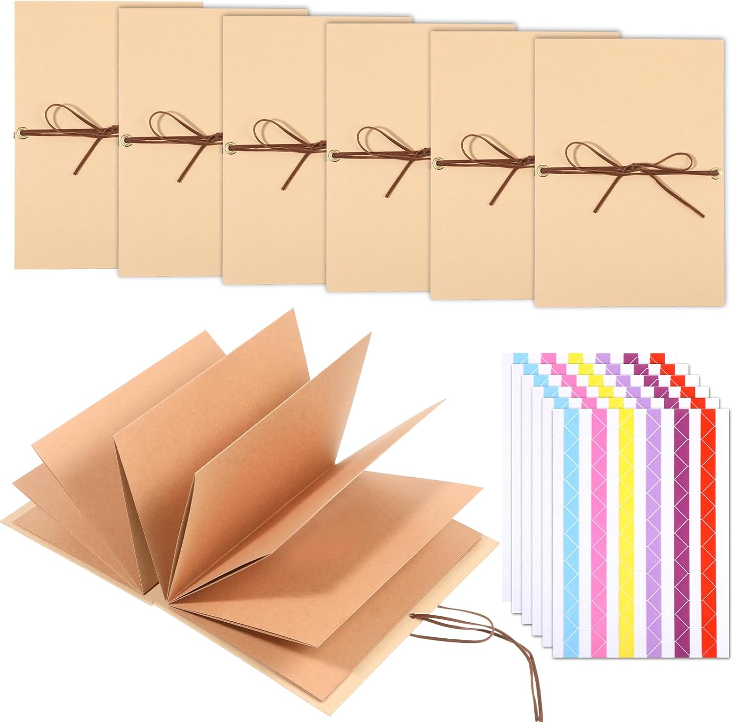 6 Pack Accordion Scrapbook Albums, 8.26 x 6 Inches Hardcover Photo Albums Stretchable Folding DIY Handmade Adventure Memory Book for Anniversary Graduation Wedding Birthday