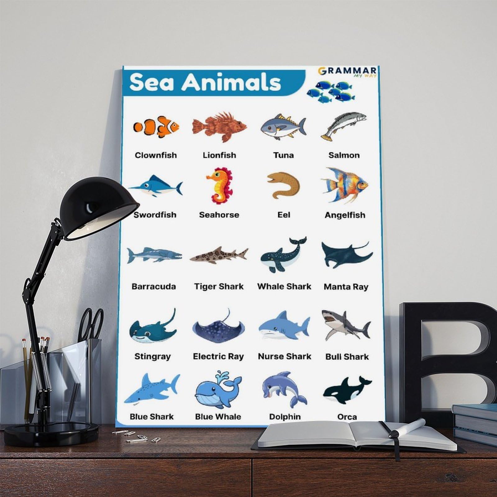 Lienzo decorativo para pared, diseño de Enciclopedia de animales marinos, 20 x 30 pulgadas (50 x 75 cm)