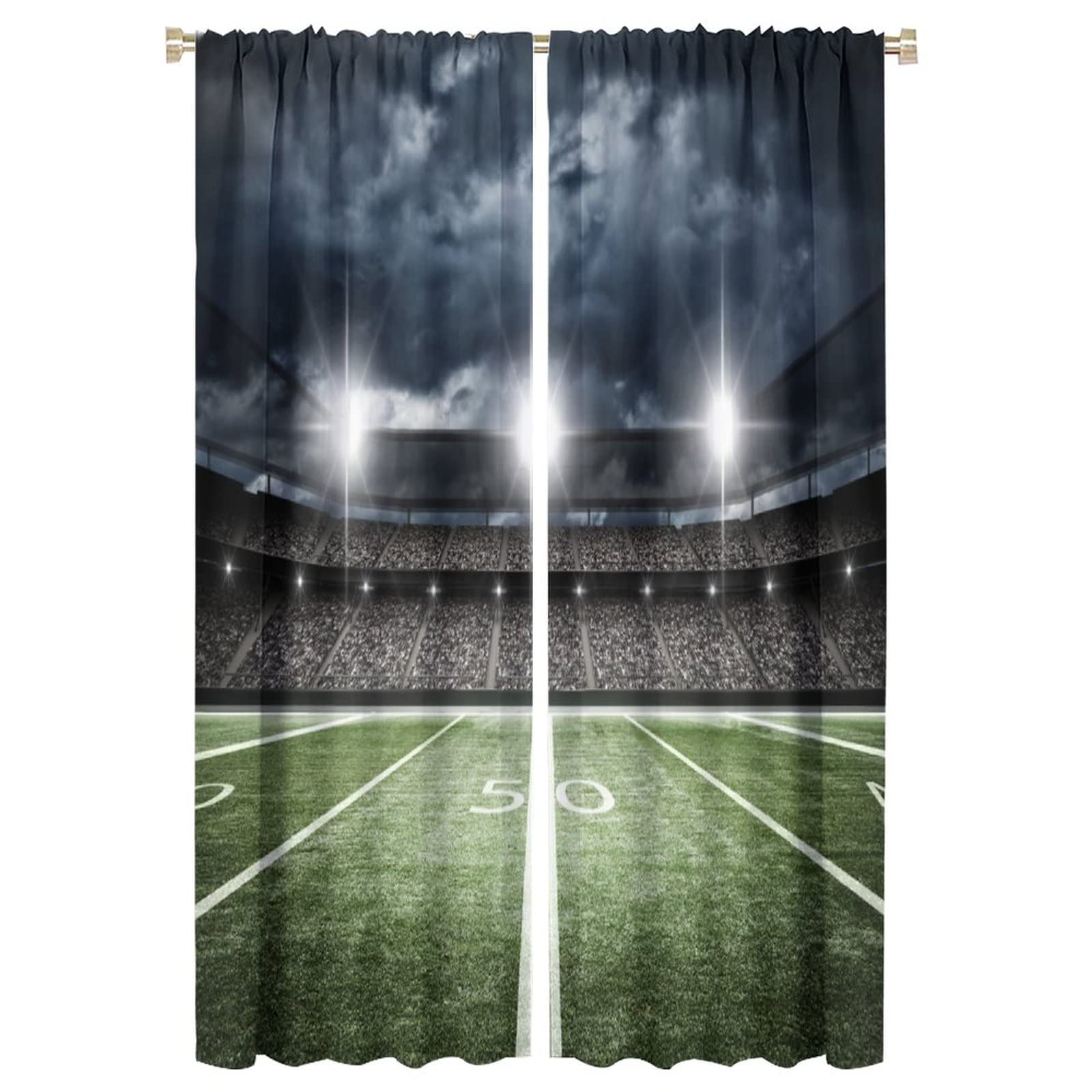 JESTRONRY Football Sport Curtains,American Football Stadium Arena Blackout Rod Pocket Window Drapes for Boys Kids Teens Men Bedroom Living Room Home Decor W42xL63in