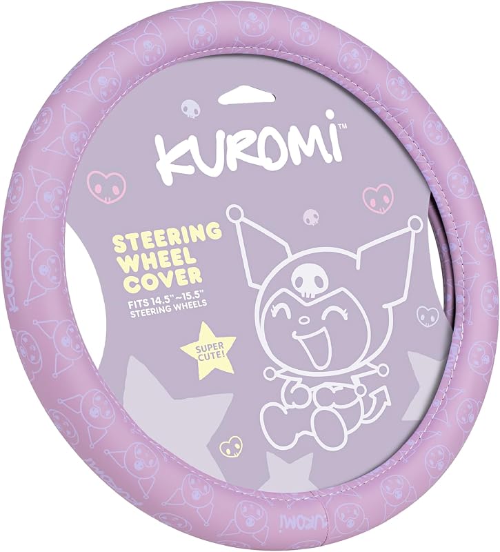 Sanrio Kuromi Steering Wheel Cover for Car, SUV, Truck - Soft Lavender | Universal Fit Cute Car Accessories & Gift for Women, Official Licensed, Steering Wheel Protector Fits 14.5"-15" Wheels