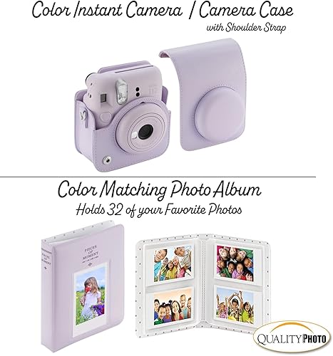 Miniatura 4 de Fujifilm Cámara instantánea Instax Mini 12 con funda, calcomanías decorativas, marcos, álbum de fotos y más kit de accesorios (morado lila)