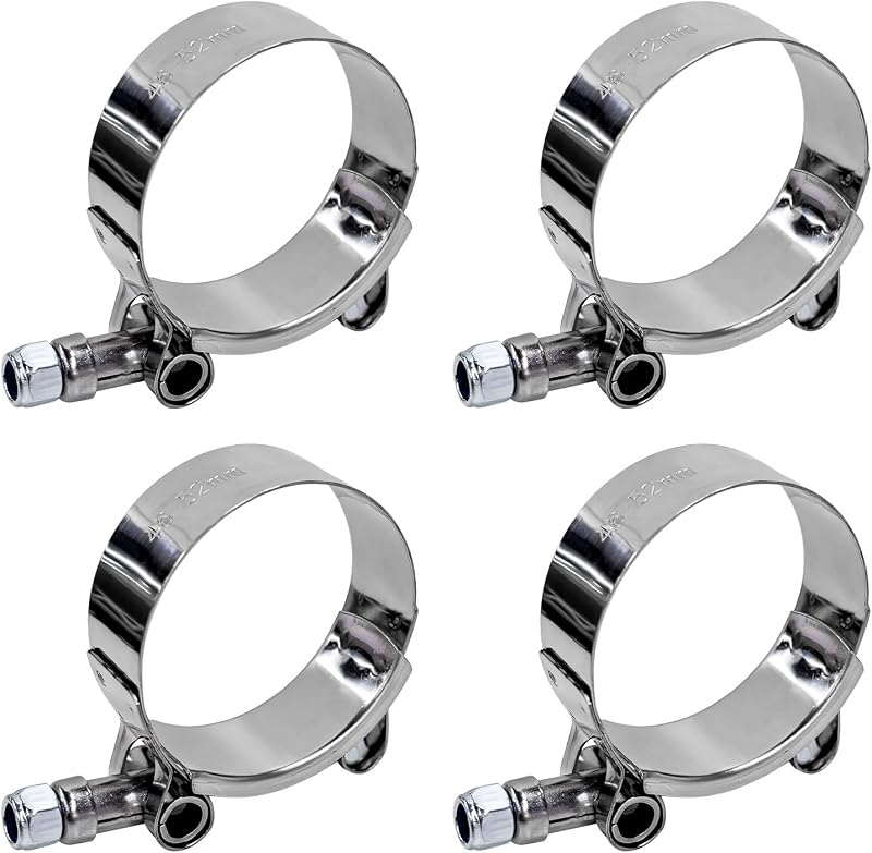 Abraçadeira T-Bolt Wevdn em aço inoxidável para mangueira de 1,5" – Kit com 4 unidades