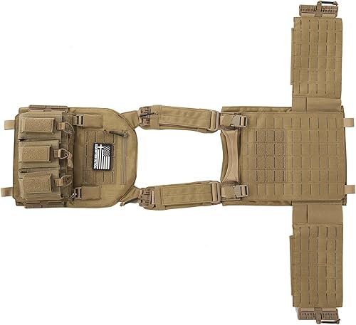 Miniatura 2 de Crusader 2.0 Tactical Molle - Chaleco táctico con hebillas de liberación rápida con bolsas laterales y bolsa triple para mag