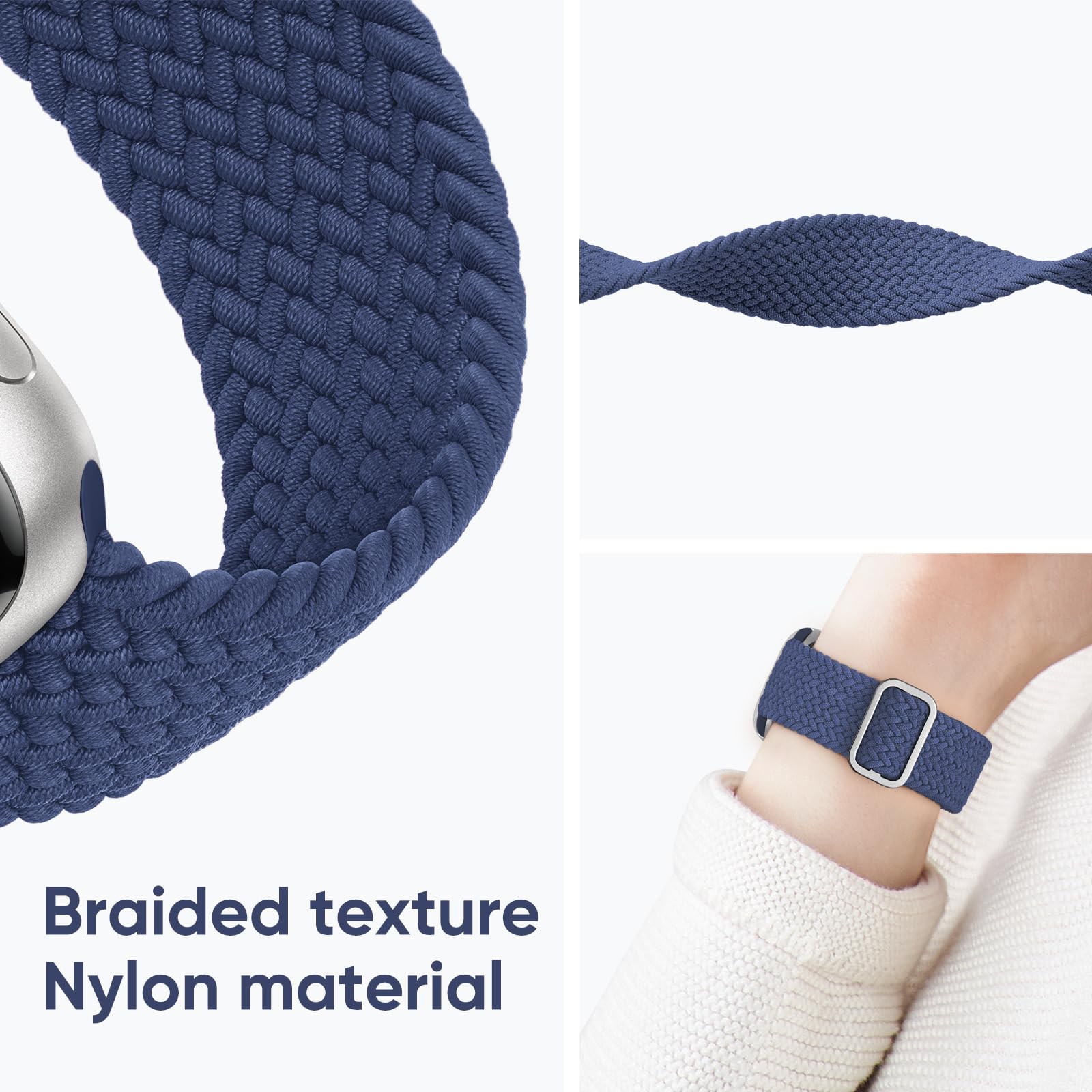 Suitisbest Braided Band Compatible for Apple Watch Strap 38mm 40mm 41mm 42mm 44mm 45mm 49mm for Women Men, Stretchy Bands Elastic Sport Wristbands for iWatch Series 8 7 6 5 4 3 2 1 SE Ultra - Image 3