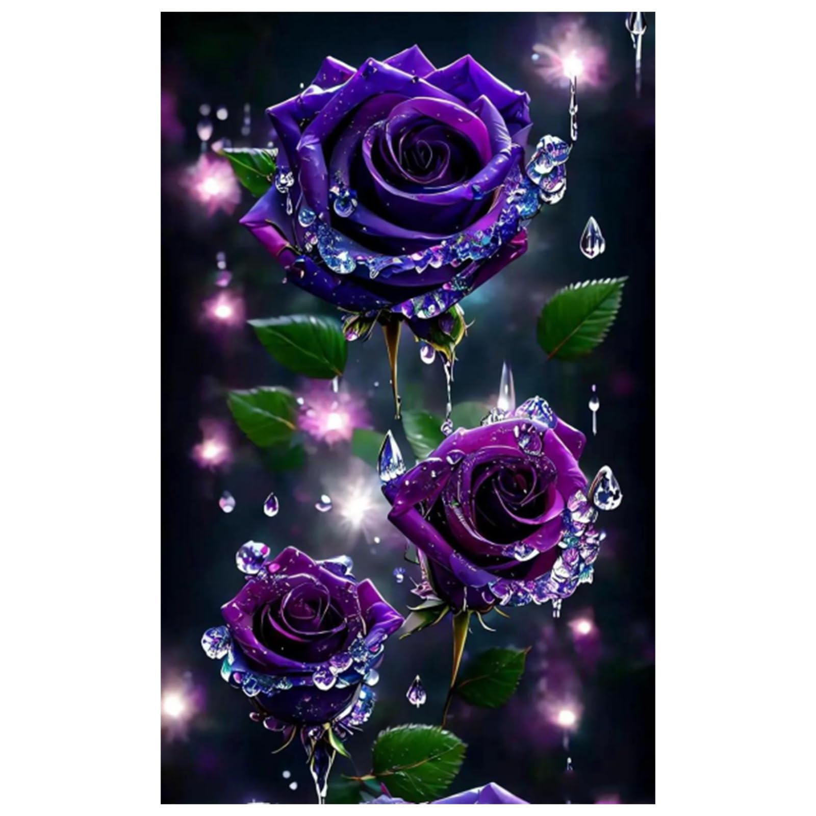 quiodok Diamond Painting Personalizado Morada 5D Diamond Painting Flores Kit cuadros diamantes con Bolsa de Herramientas Y Diamantes 30 * 40cm para Decorar Habitaciones Decoración de la Pared
