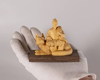 Amazon.co.jp: 極小仏 稲荷神 7.3cm（木製：ツゲ 金泥仕上）＿お