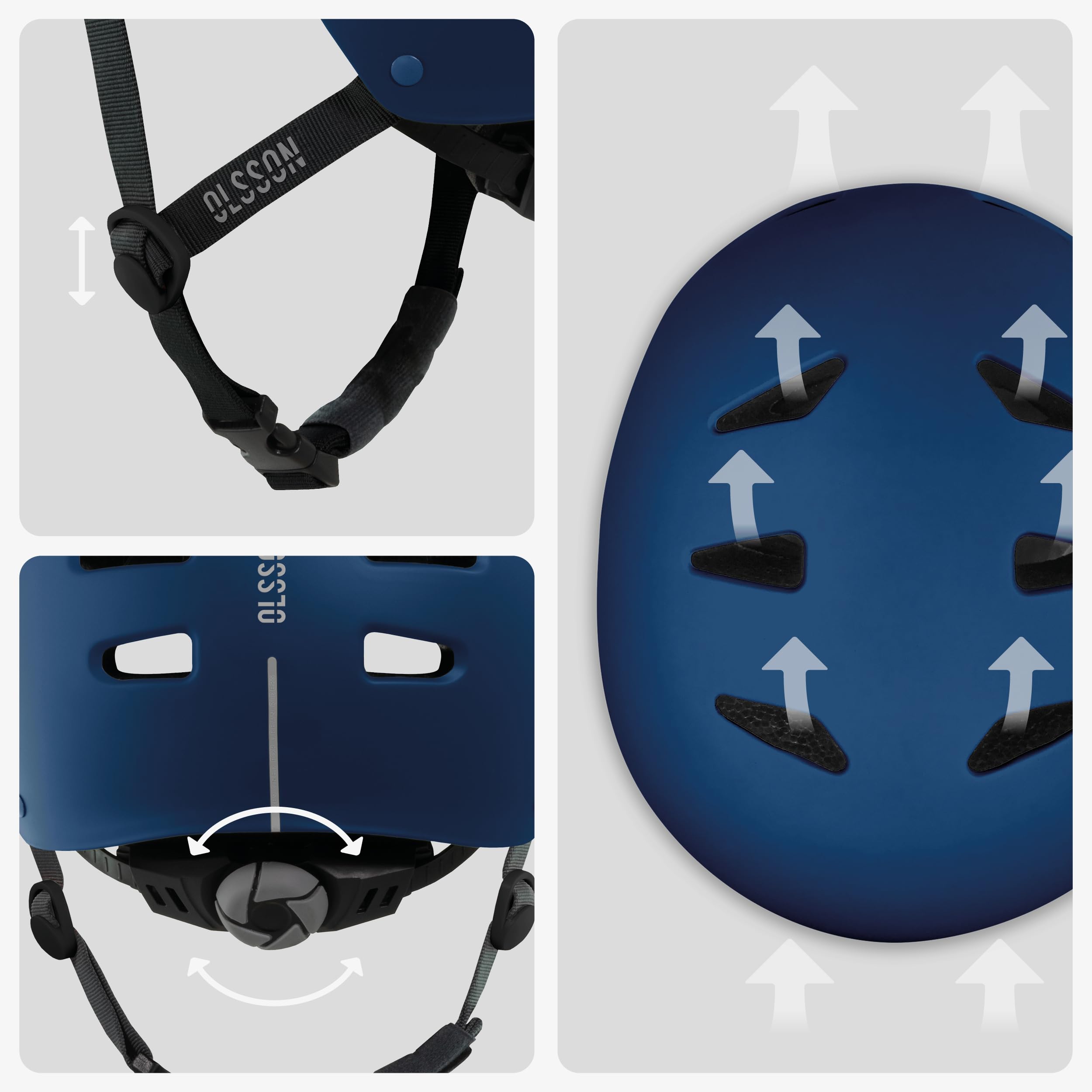 OLSSON - Casque Urban Rider - Tailles S à L (54-58 cm) - Réglable - Homologué - Résistant aux Chocs 360° - Doublure Amovible - Ventilation - pour trottinettes, Rollers, vélos et Skate (Bleu, S)